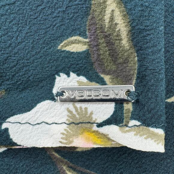 Volcom NEW Haute Tropic Dress Size L Emerald Green Floral Babydoll Strappy Back - Picture 8 of 11